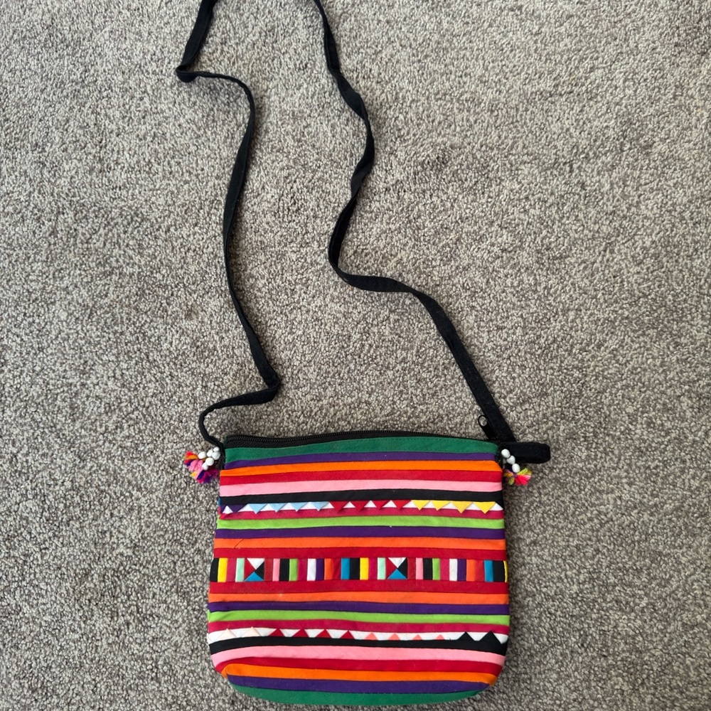 Handmade colorblock Burmese bag